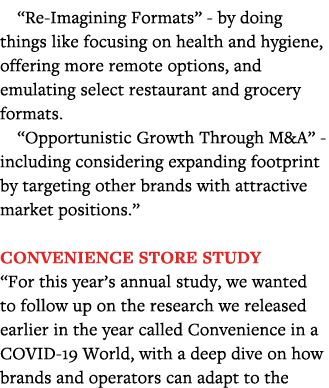  Re-Imagining Formats  - by doing things like focusing on health and hygiene, offering more remote options, and emula   
