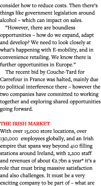consider how to reduce costs  Then there s things like government legislation around alcohol   which can impact on sa   