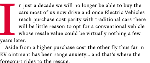 In just a decade we will no longer be able to buy the cars most of us now drive and once Electric Vehicles reach purc   
