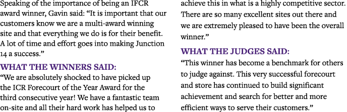 Speaking of the importance of being an IFCR award winner, Gavin said:  It is important that our customers know we are   