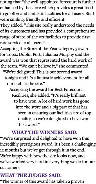 noting that  the well-appointed forecourt is further enhanced by the store which provides a great food to go offer an   