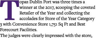 Topaz Dublin Port was three times a winner at the 2017, scooping the coveted Retailer of the Year and collecting the    