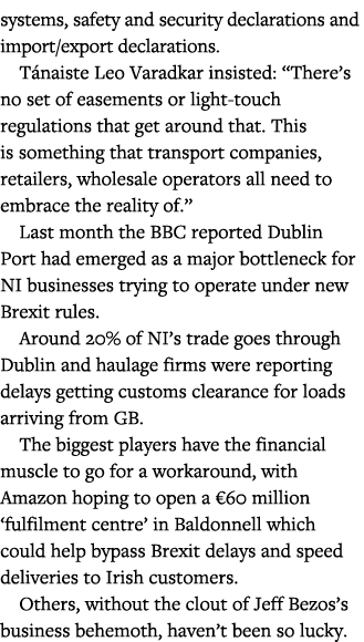systems, safety and security declarations and import export declarations  Tánaiste Leo Varadkar insisted:  There s no   