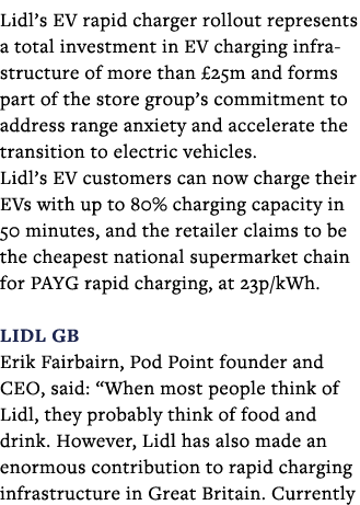 Lidl s EV rapid charger rollout represents a total investment in EV charging infrastructure of more than  25m and for   