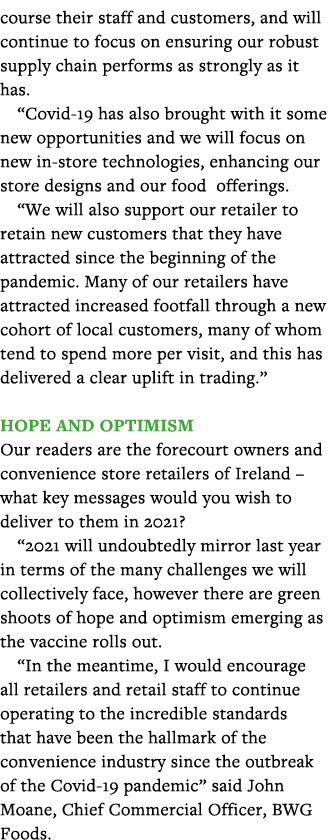 course their staff and customers, and will continue to focus on ensuring our robust supply chain performs as strongly   
