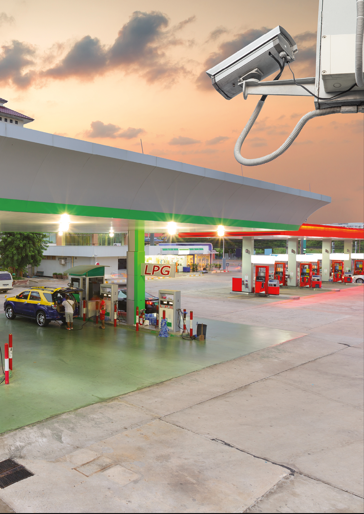 Closed Circuit Television camera monitoring LPG (Liquid Petroleum Gas) filling station - cheaper gasoline alternative 