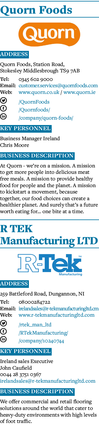 Quorn Foods  Address Quorn Foods, Station Road, Stokesley Middlesbrough TS9 7AB Tel: 0345 602 9000 Email: customer se   