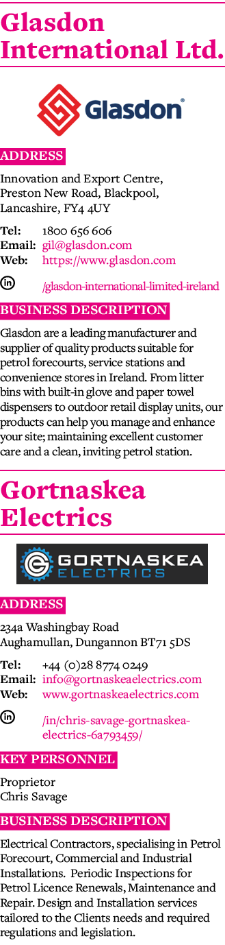 Glasdon International Ltd   Address Innovation and Export Centre, Preston New Road, Blackpool, Lancashire, FY4 4UY Te   