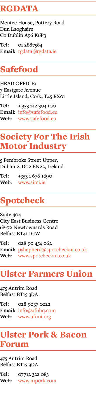 RGDATA Mentec House, Pottery Road Dun Laoghaire Co Dublin A96 K6P3 Tel: 01 2887584 Email: rgdata rgdata ie Safefood H   