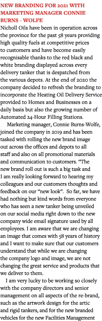 New branding for 2021 with Marketing Manager Connie Burns - Wolfe Nicholl Oils have been in operation across the prov   