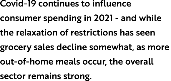 Covid-19 continues to influence consumer spending in 2021 - and while the relaxation of restrictions has seen grocery   