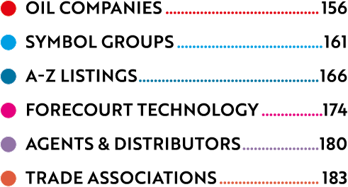   Oil Companies 156  Symbol Groups 161  A-Z Listings 166  forecourt technology 174  Agents & Distributors 180  Trade    