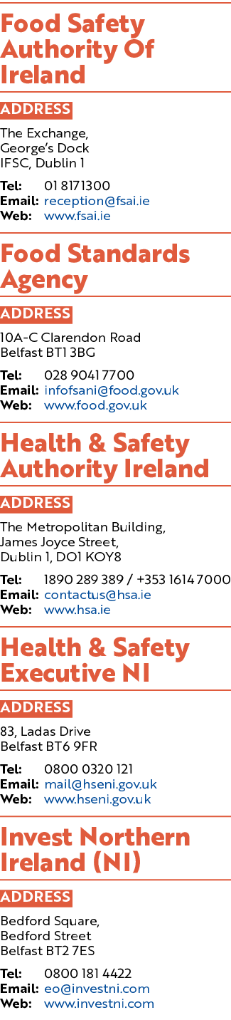 Food Safety Authority Of Ireland ADDRESS The Exchange, George s Dock IFSC, Dublin 1 Tel: 01 8171300 Email: reception    