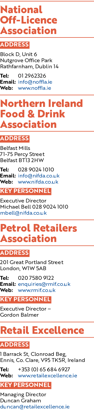 National Off-Licence Association ADDRESS Block D, Unit 6 Nutgrove Office Park Rathfarnham, Dublin 14 Tel: 01 2962326    