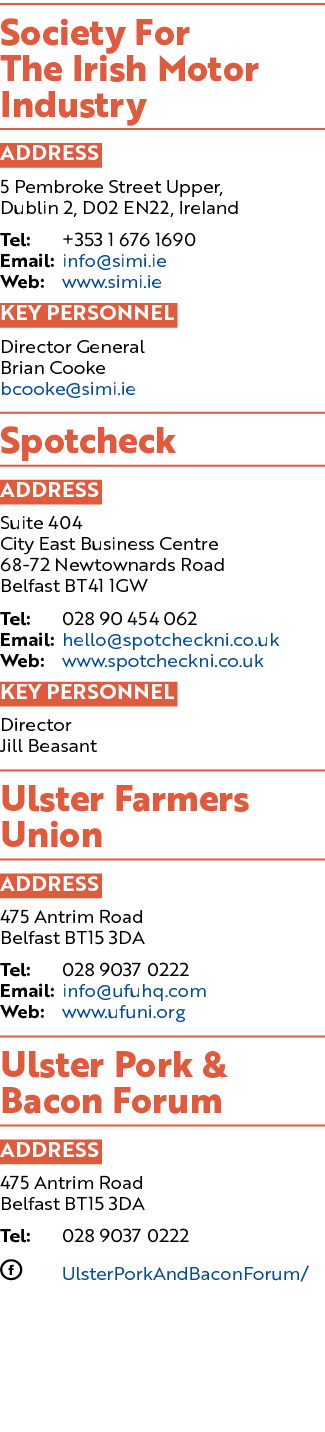 Society For The Irish Motor Industry ADDRESS 5 Pembroke Street Upper, Dublin 2, D02 EN22, Ireland Tel: +353 1 676 169   