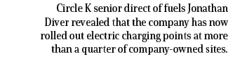 Circle K senior direct of fuels Jonathan Diver revealed that the company has now rolled out electric charging points    