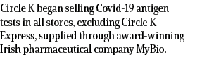 Circle K began selling Covid-19 antigen tests in all stores, excluding Circle K Express, supplied through award-winni   