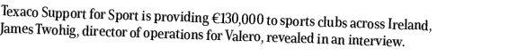 Texaco Support for Sport is providing  130,000 to sports clubs across Ireland, James Twohig, director of operations f   