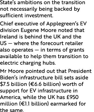 State s ambitions on the transition not necessarily being backed by sufficient investment  Chief executive of Applegr   