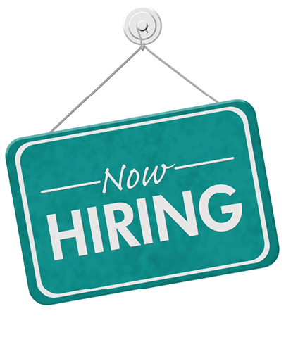 Now Hiring Sign, A teal hanging sign with text Now Hiring isolated over white