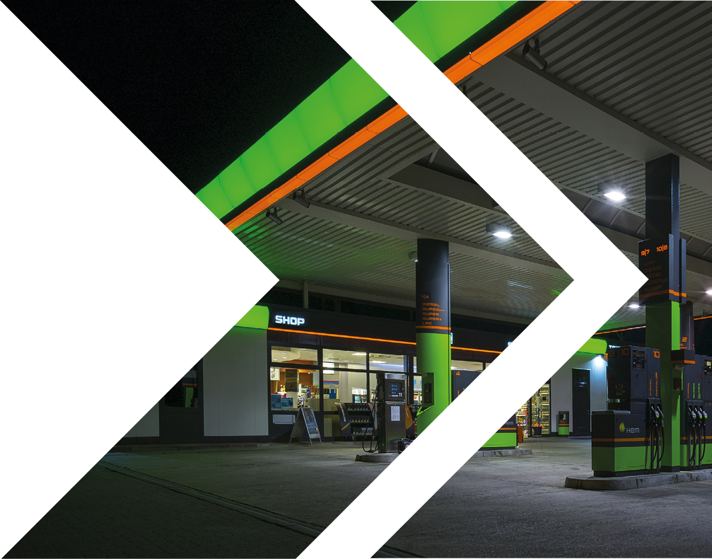Hannover, Germany - September 29, 2015: HEM gas station at night in Hannover, Germany