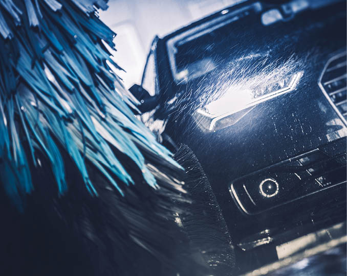 Modern Brush Car Wash Blue Color Graded Concept  