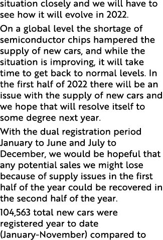 situation closely and we will have to see how it will evolve in 2022  On a global level the shortage of semiconductor   