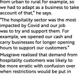 from urban to rural for example, so we had to adapt as a business to take account of that,  he says   The hospitality   