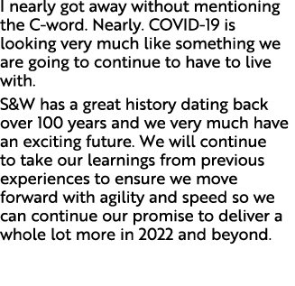 I nearly got away without mentioning the C-word  Nearly  COVID-19 is looking very much like something we are going to   