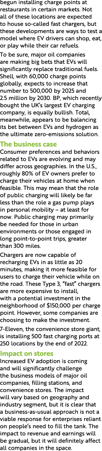 begun installing charge points at restaurants in certain markets  Not all of these locations are expected to house so   