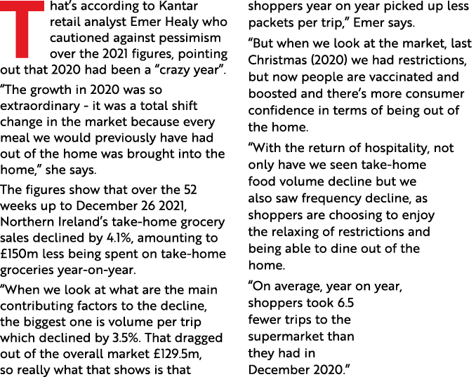 T hat s according to Kantar retail analyst Emer Healy who cautioned against pessimism over the 2021 figures, pointing   