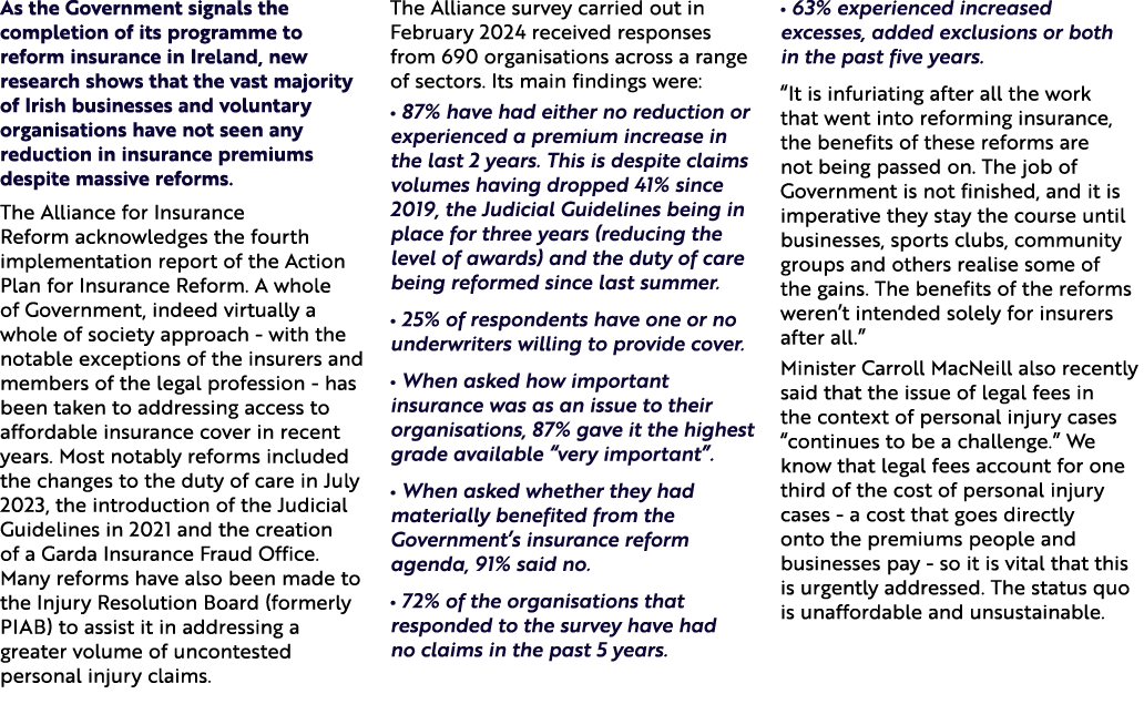 As the Government signals the completion of its programme to reform insurance in Ireland, new research shows that the...