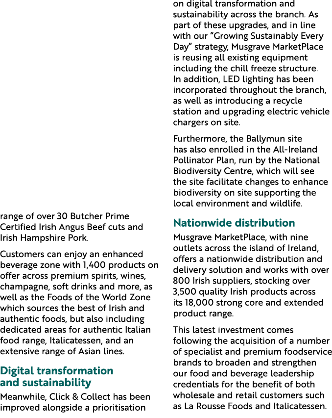       range of over 30 Butcher Prime Certified Irish Angus Beef cuts and Irish Hampshire Pork.  Customers can enjoy ...
