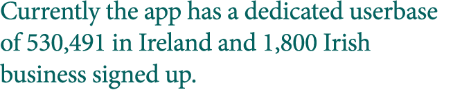 Currently the app has a dedicated userbase of 530,491 in Ireland and 1,800 Irish business signed up.