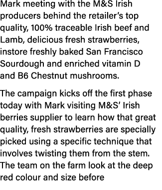 Mark meeting with the M&S Irish producers behind the retailer’s top quality, 100% traceable Irish beef and Lamb, deli...