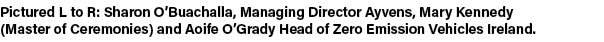 Pictured L to R: Sharon O’Buachalla, Managing Director Ayvens, Mary Kennedy (Master of Ceremonies) and Aoife O’Grady ...
