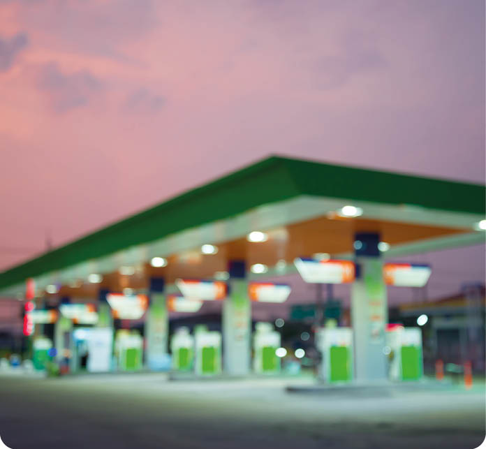 Abstract blur petrol gas station in evening twilight background