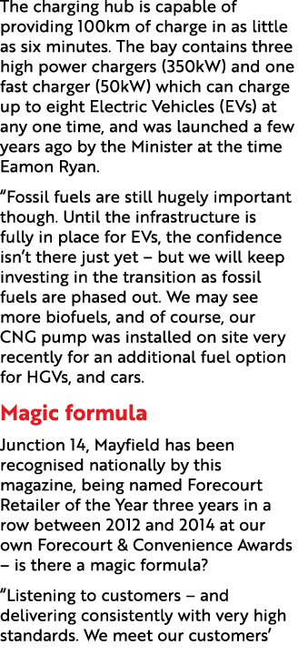 The charging hub is capable of providing 100km of charge in as little as six minutes. The bay contains three high pow...