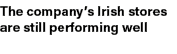The company’s Irish stores are still performing well