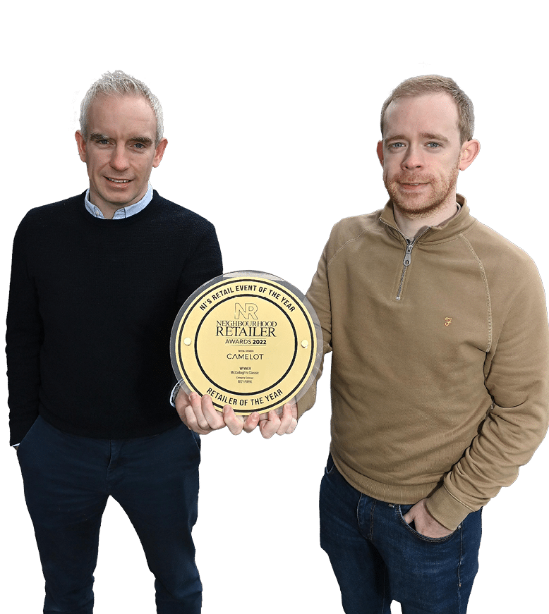 Tuesday 22nd November 2022 Jonathan and Terry McCullagh at McCullagh’s Classic store feature for NI Retailer of the Year at the Northern Ireland’s Neighbourhood Retailer at Omagh, Co. Tyrone. Pictures Oliver McVeigh