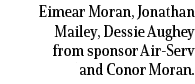 Eimear Moran, Jonathan Mailey, Dessie Aughey from sponsor Air Serv and Conor Moran.
