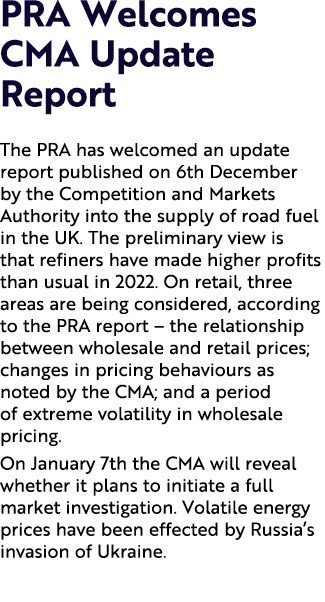 PRA Welcomes CMA Update Report The PRA has welcomed an update report published on 6th December by the Competition and...