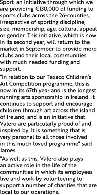 Sport, an initiative through which we are providing  130,000 of funding to sports clubs across the 26-counties, irres   