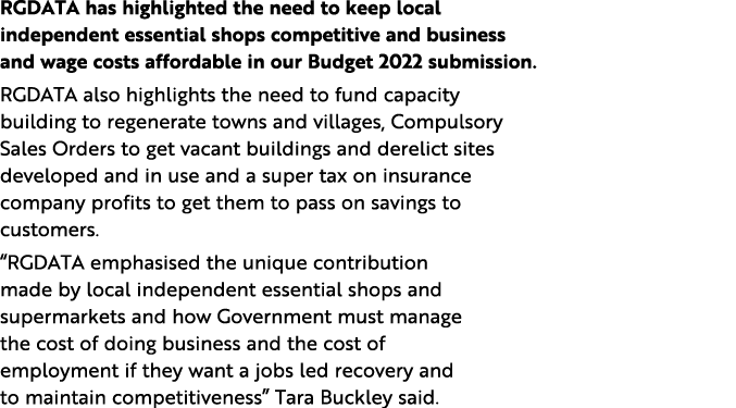 RGDATA has highlighted the need to keep local independent essential shops competitive and business and wage costs aff   
