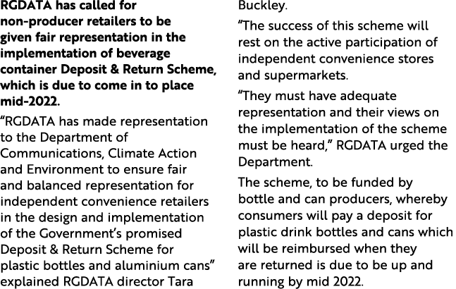 RGDATA has called for non-producer retailers to be given fair representation in the implementation of beverage contai   