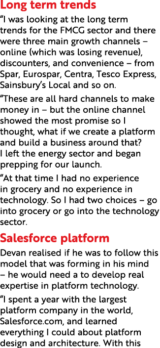 Long term trends  I was looking at the long term trends for the FMCG sector and there were three main growth channels   