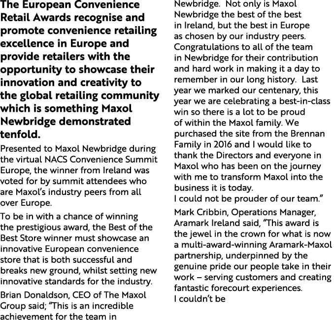 The European Convenience Retail Awards recognise and promote convenience retailing excellence in Europe and provide r   