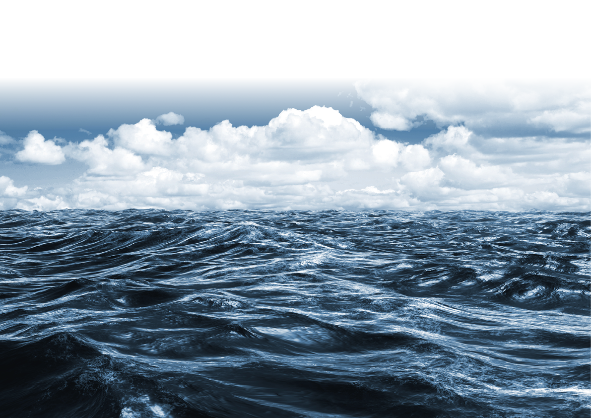 Blue rough ocean against scenic view of blue sky