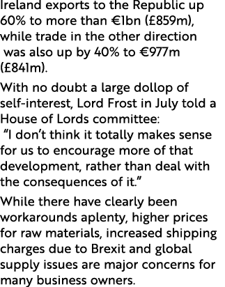 Ireland exports to the Republic up 60% to more than  1bn ( 859m), while trade in the other direction was also up by 4   