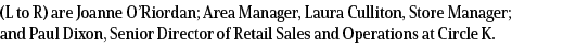 (L to R) are Joanne O Riordan; Area Manager, Laura Culliton, Store Manager; and Paul Dixon, Senior Director of Retail   